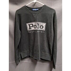 Polo Ralph Lauren Black Pullover Logo Crewneck Sweater Size Small